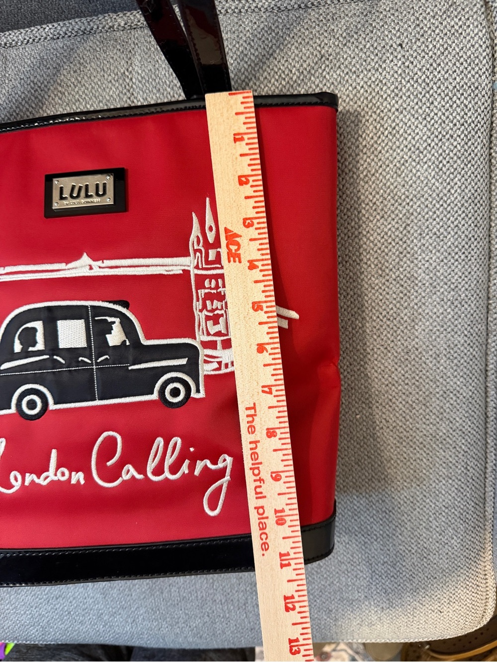 Lulu Guinness Red London Calling Tote with Black and White Accents - Picture 5 of 9
